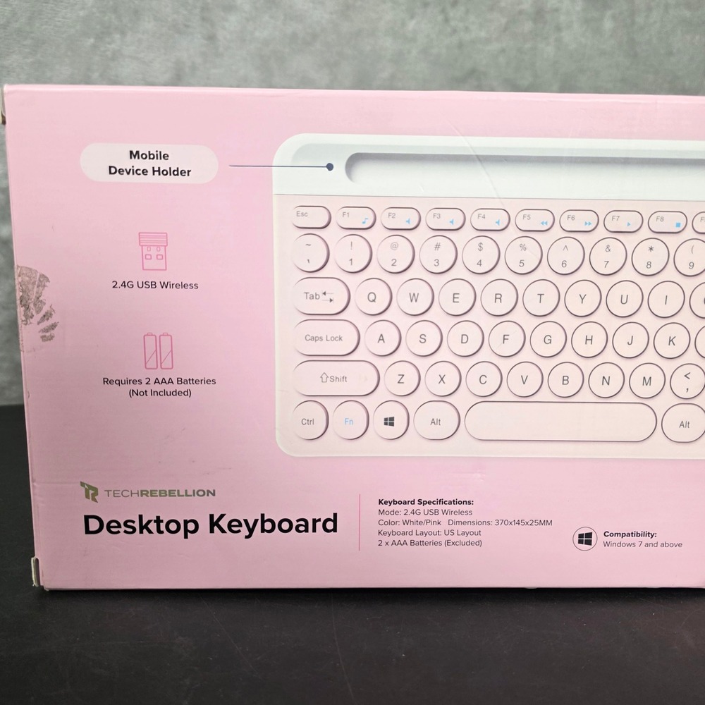 TechRebellion Wireless Desktop Keyboard Retro Round Key Student Tech Open Box - Picture 3 of 9